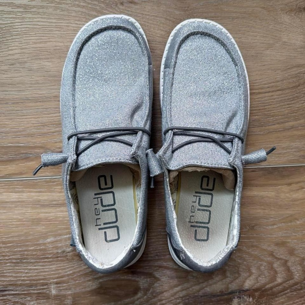 Hey Dude Wendy Stretch Slip-On Shoes Sparkling Grey Women's 7 Summer Shoe